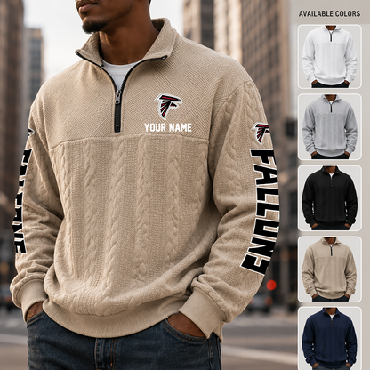 [SPECIAL OFFER] NEW CUSTOMIZED NFL18 ATF ATLANTA FALCONS MULTICOLOR QUARTER-ZIP SWEATSHIRT
