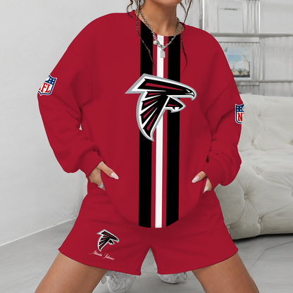 [SPECIAL OFFER] NEW CUSTOMIZED NFL18 ATF ATLANTA FALCONS UNISEX SWEATSHIRT & SHORTS SET