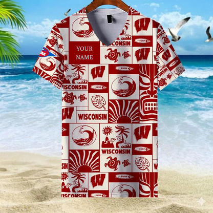 LIMITED EDITION - NEW CUSTOMIZED FBS NCAA18 WSB WS BADGERS V-NECK FEMALE SHIRT