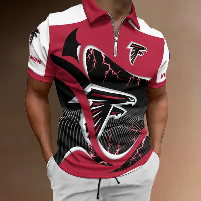[SPECIAL OFFER] NEW CUSTOMIZED NFL18 ATF ATLANTA FALCONS ZIP POLO SHIRT