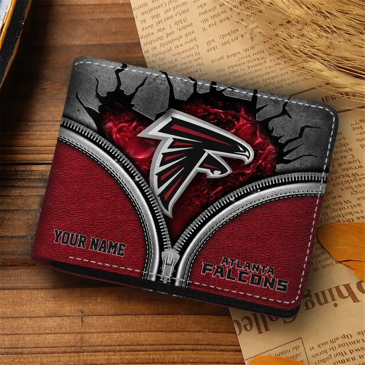[SPECIAL OFFER] NEW CUSTOMIZED NFL18 ATF ATLANTA FALCONS LEATHER WALLET
