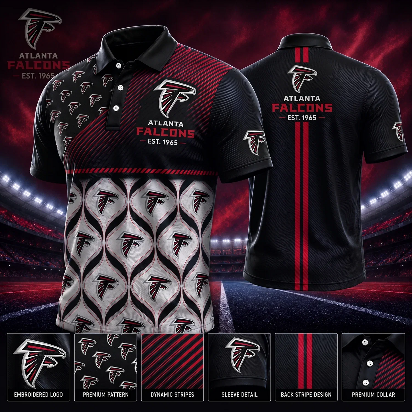 [SPECIAL OFFER] NEW CUSTOMIZED NFL18 ATF ATLANTA FALCONS POLO SHIRT