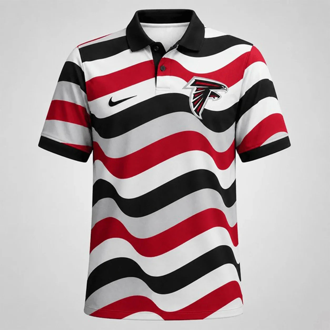 [SPECIAL OFFER] NEW CUSTOMIZED NFL18 ATF ATLANTA FALCONS STRIPED POLO SHIRT