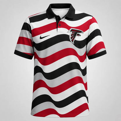 [SPECIAL OFFER] NEW CUSTOMIZED NFL18 ATF ATLANTA FALCONS STRIPED POLO SHIRT