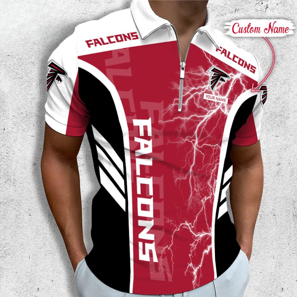 [SPECIAL OFFER] NEW CUSTOMIZED NFL18 ATF ATLANTA FALCONS ZIP POLO SHIRT