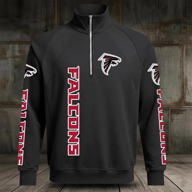 [SPECIAL OFFER] NEW CUSTOMIZED NFL18 ATF ATLANTA FALCONS MEN'S MULTICOLOR QUARTER-ZIP PULLOVER