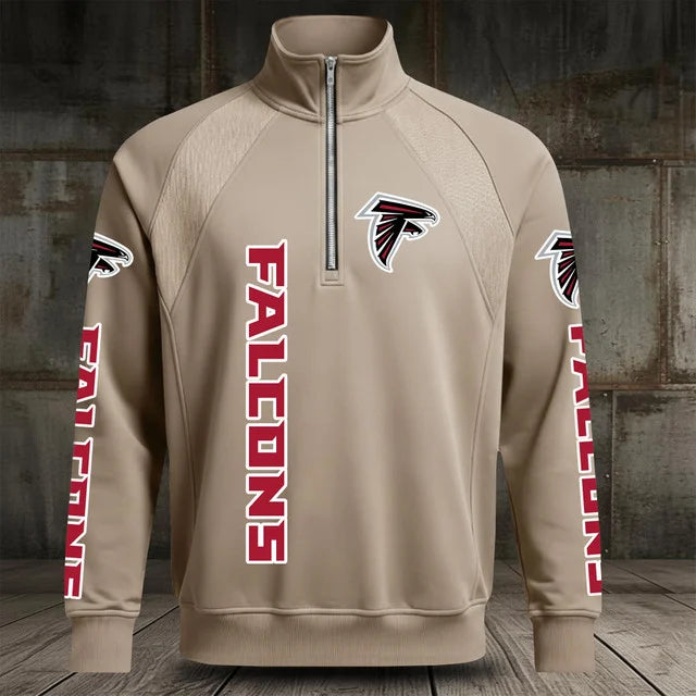 [SPECIAL OFFER] NEW CUSTOMIZED NFL18 ATF ATLANTA FALCONS MEN'S MULTICOLOR QUARTER-ZIP PULLOVER