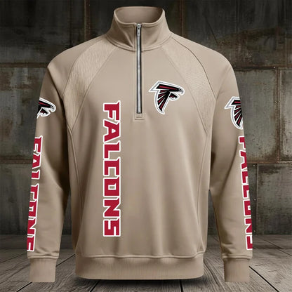 [SPECIAL OFFER] NEW CUSTOMIZED NFL18 ATF ATLANTA FALCONS MEN'S MULTICOLOR QUARTER-ZIP PULLOVER