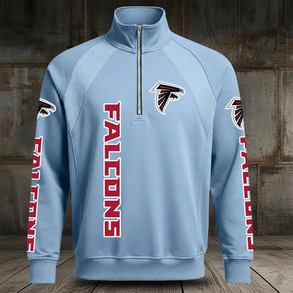 [SPECIAL OFFER] NEW CUSTOMIZED NFL18 ATF ATLANTA FALCONS MEN'S MULTICOLOR QUARTER-ZIP PULLOVER
