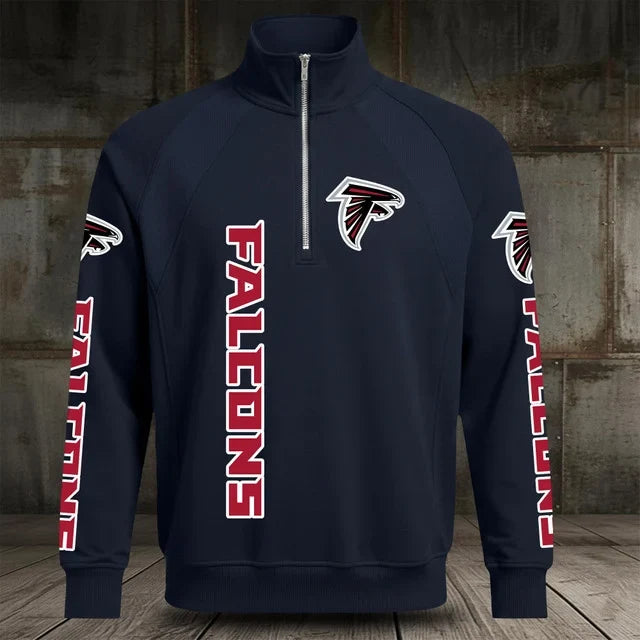 [SPECIAL OFFER] NEW CUSTOMIZED NFL18 ATF ATLANTA FALCONS MEN'S MULTICOLOR QUARTER-ZIP PULLOVER