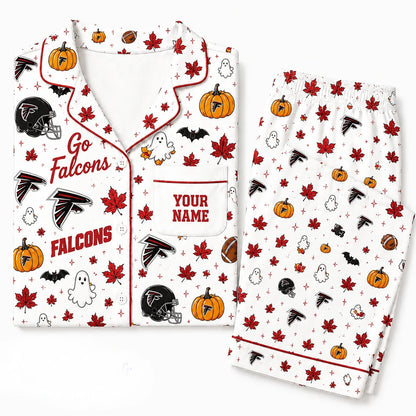 [SPECIAL OFFER] NEW CUSTOMIZED NFL18 ATF ATLANTA FALCONS HALLOWEEN LONG PAJAMAS SET