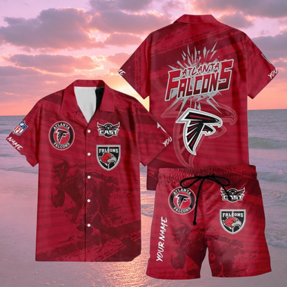 [SPECIAL OFFER] NEW CUSTOMIZED NFL18 ATF ATLANTA FALCONS UNISEX HAWAIIAN SHIRT & SHORTS SET