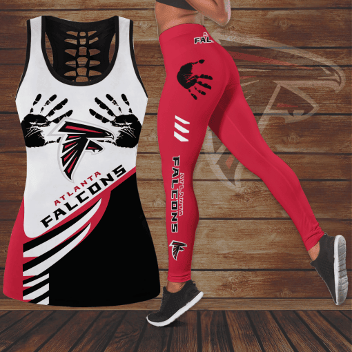 [SPECIAL OFFER] NEW CUSTOMIZED NFL18 ATF ATLANTA FALCONS HOLLOW TANK TOP & LEGGINGS SET