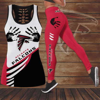 [SPECIAL OFFER] NEW CUSTOMIZED NFL18 ATF ATLANTA FALCONS HOLLOW TANK TOP & LEGGINGS SET