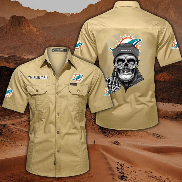 [SPECIAL OFFER] NEW CUSTOMIZED NFL19 MDP MIAMI DOLPHINS MUTICOLOR MEN'S CARGO SHIRT