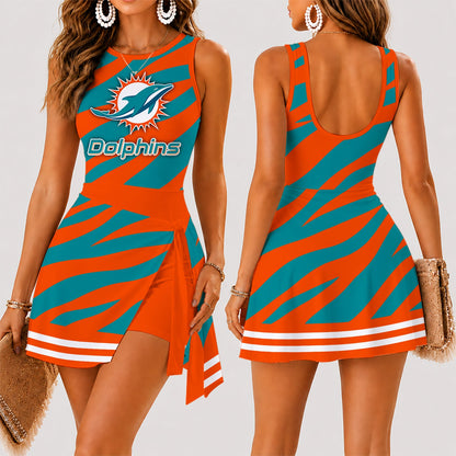 [SPECIAL OFFER] NEW CUSTOMIZED NFL19 MDP MIAMI DOLPHINS WOMEN'S SUMMER SKORT DRESS