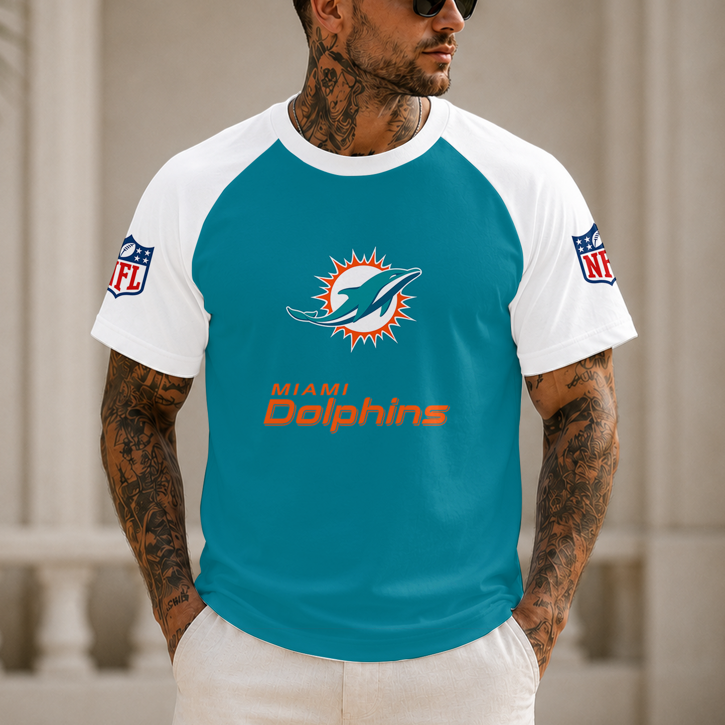 [SPECIAL OFFER] NEW CUSTOMIZED NFL19 MDP MIAMI DOLPHINS RAGLAN TEE