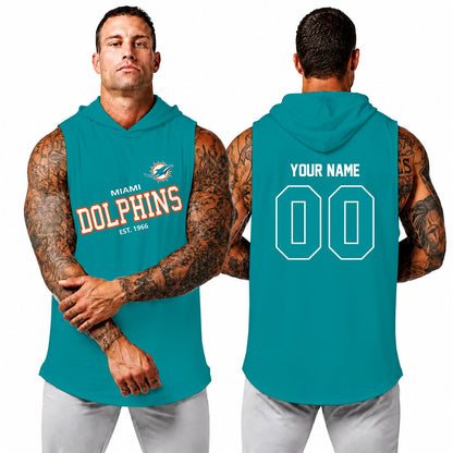 [SPECIAL OFFER] NEW CUSTOMIZED NFL19 MDP MIAMI DOLPHINS HOODED TANK TOP