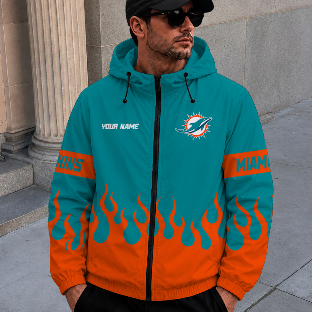[SPECIAL OFFER] NEW CUSTOMIZED NFL19 MDP MIAMI DOLPHINS WINDBREAKER JACKET