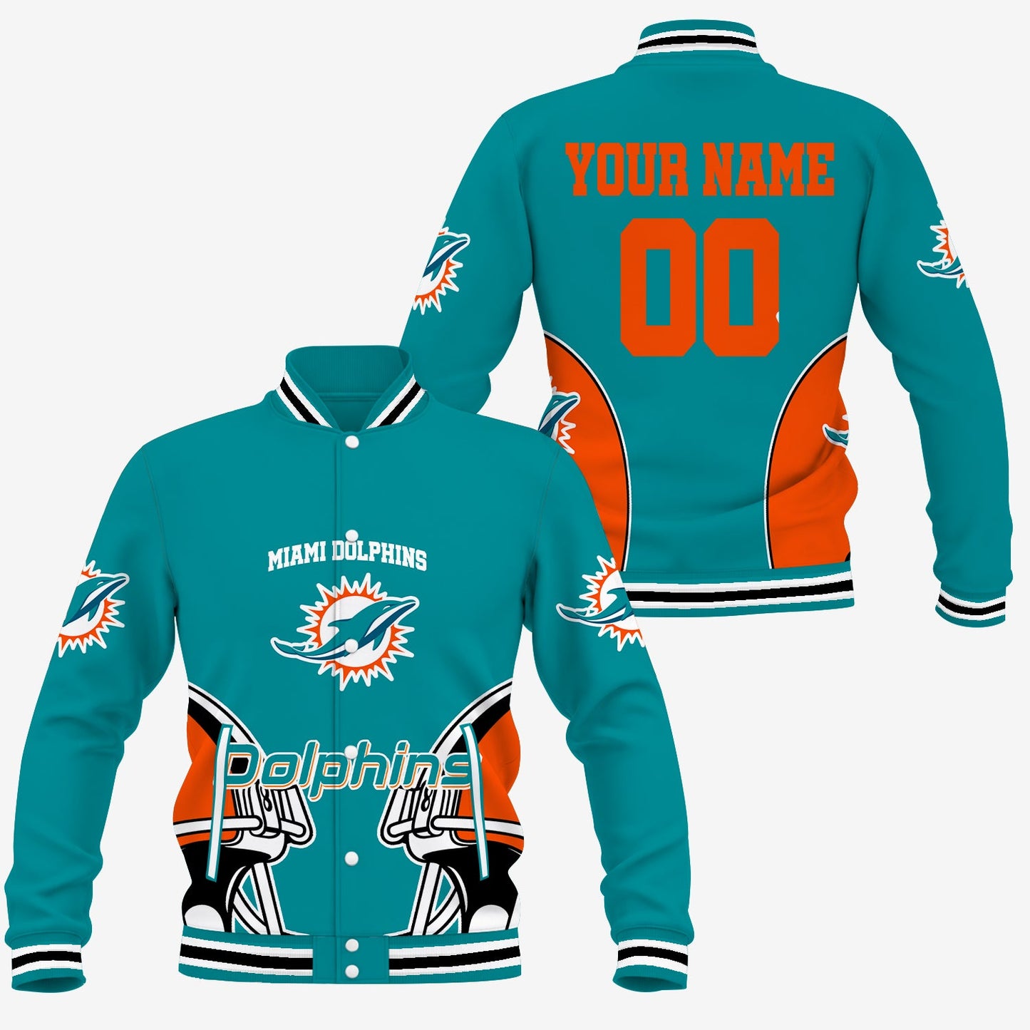 [SPECIAL OFFER] NEW CUSTOMIZED NFL19 MDP MIAMI DOLPHINS SATIN VARSITY & BASEBALL JACKET