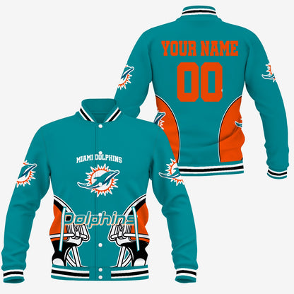 [SPECIAL OFFER] NEW CUSTOMIZED NFL19 MDP MIAMI DOLPHINS SATIN VARSITY & BASEBALL JACKET