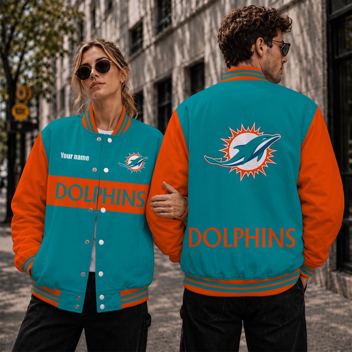 [SPECIAL OFFER] NEW CUSTOMIZED NFL19 MDP MIAMI DOLPHINS SATIN VARSITY & BASEBALL JACKET