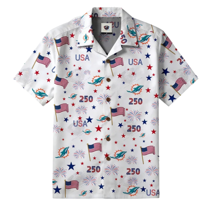 [SPECIAL OFFER] NEW CUSTOMIZED NFL19 MDP MIAMI DOLPHINS PATRIOTIC 250 USA HAWAIIAN SHIRT