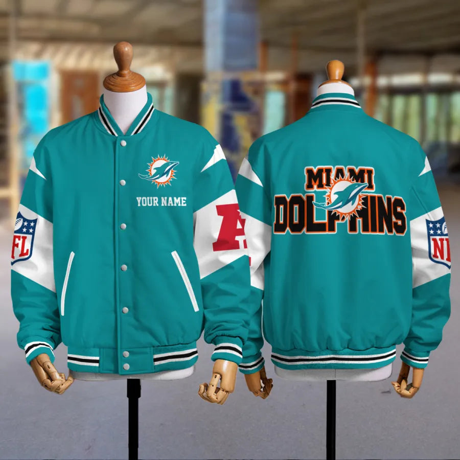 [SPECIAL OFFER] NEW CUSTOMIZED NFL19 MDP MIAMI DOLPHINS SATIN VARSITY & BASEBALL JACKET