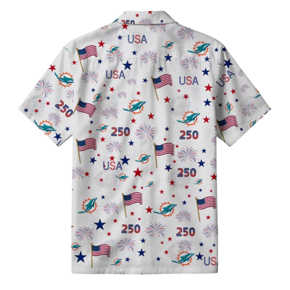 [SPECIAL OFFER] NEW CUSTOMIZED NFL19 MDP MIAMI DOLPHINS PATRIOTIC 250 USA HAWAIIAN SHIRT