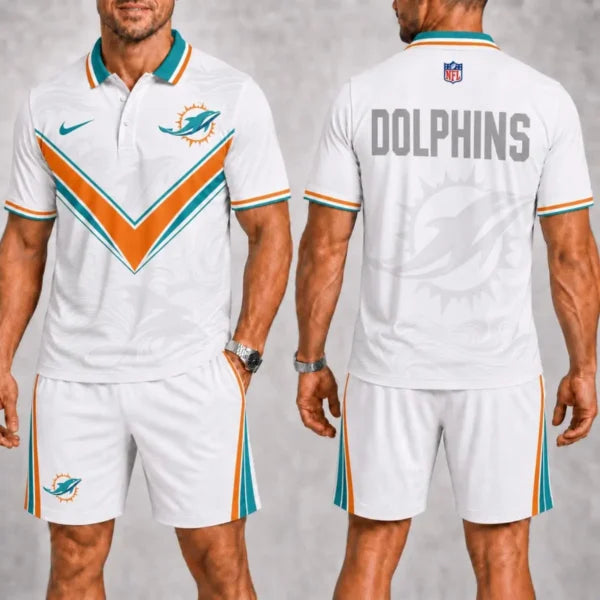 [SPECIAL OFFER] NEW CUSTOMIZED NFL19 MDP MIAMI DOLPHINS POLO SHIRT & SHORT PANTS