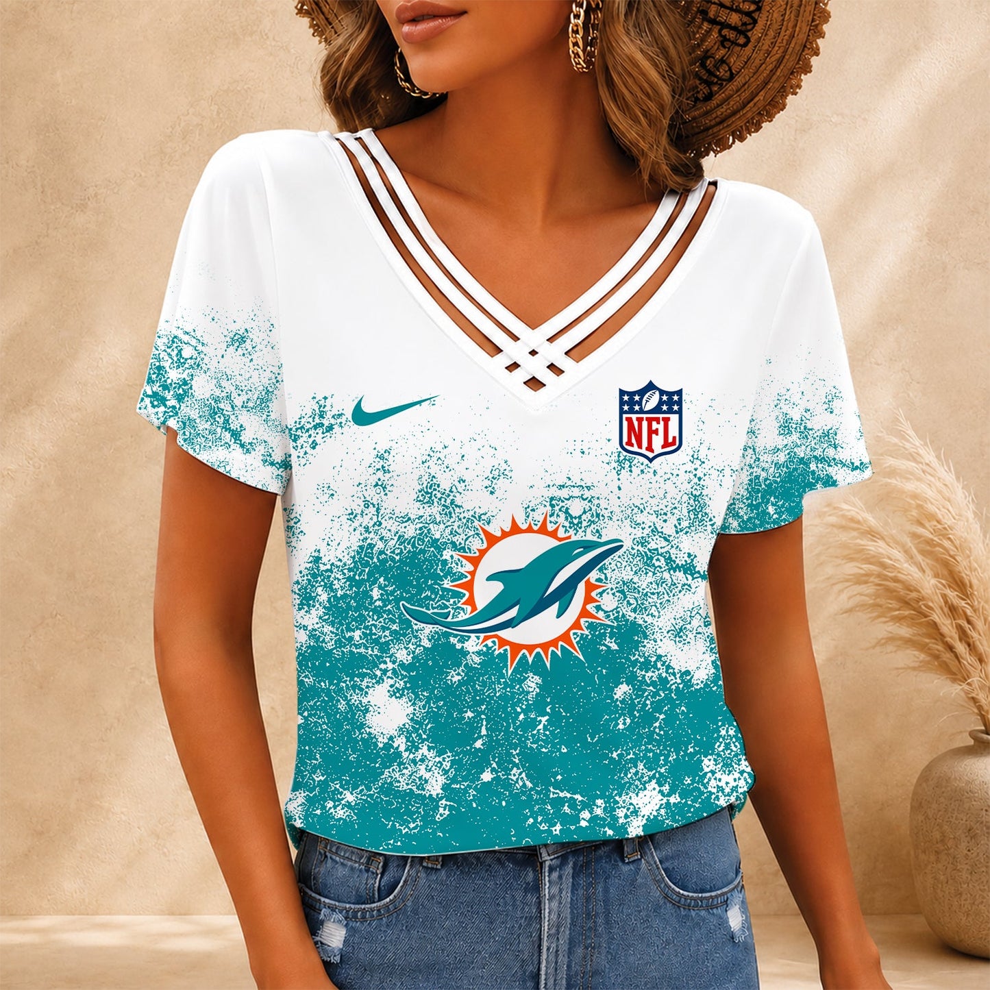 [SPECIAL OFFER] NEW CUSTOMIZED NFL19 MDP MIAMI DOLPHINS V-NECK SHIRT