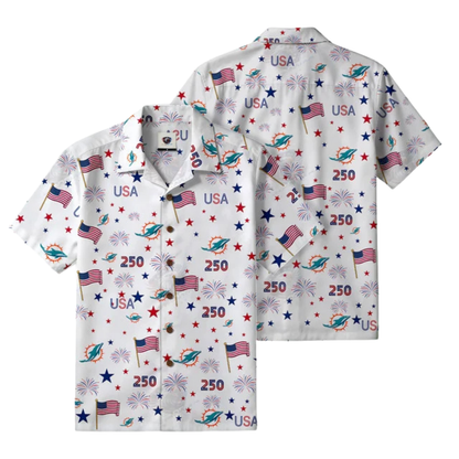 [SPECIAL OFFER] NEW CUSTOMIZED NFL19 MDP MIAMI DOLPHINS PATRIOTIC 250 USA HAWAIIAN SHIRT