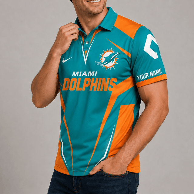 [SPECIAL OFFER] NEW CUSTOMIZED NFL19 MDP MIAMI DOLPHINS POLO SHIRT