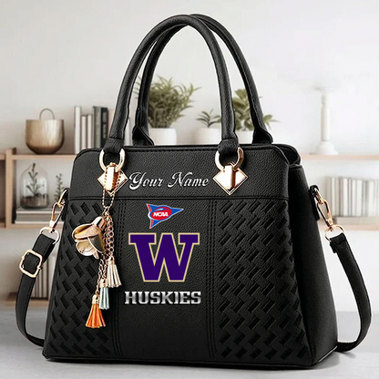 LIMITED EDITION - NEW CUSTOMIZED FBS NCAA19 WSH WS HUSKIES ZIP HANDBAG MULTICOLOR