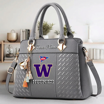 LIMITED EDITION - NEW CUSTOMIZED FBS NCAA19 WSH WS HUSKIES ZIP HANDBAG MULTICOLOR
