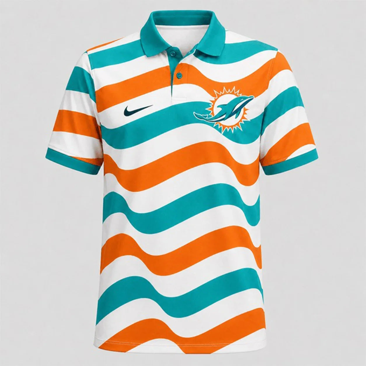 [SPECIAL OFFER] NEW CUSTOMIZED NFL19 MDP MIAMI DOLPHINS STRIPED POLO SHIRT