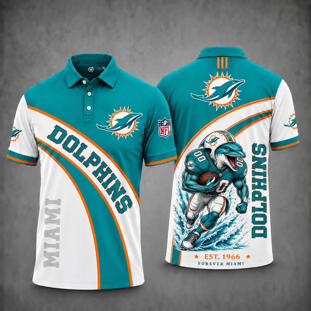[SPECIAL OFFER] NEW CUSTOMIZED NFL19 MDP MIAMI DOLPHINS POLO SHIRT