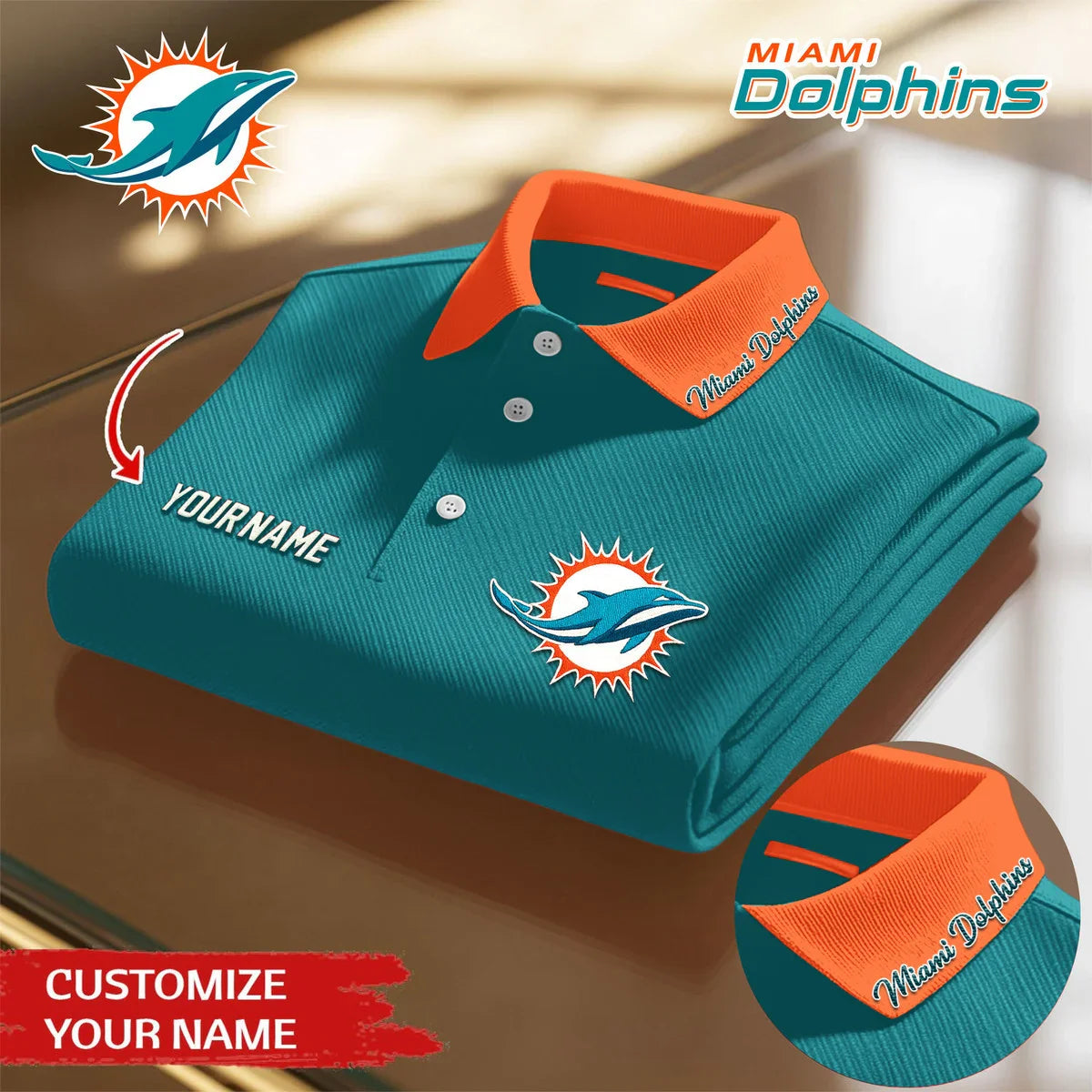 [SPECIAL OFFER] NEW CUSTOMIZED NFL19 MDP MIAMI DOLPHINS POLO SHIRT