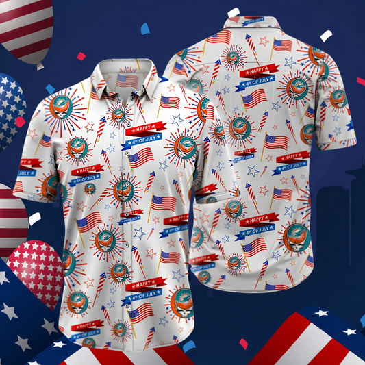[SPECIAL OFFER] NEW CUSTOMIZED NFL19 MDP MIAMI DOLPHINS PATRIOTIC 250 USA HAWAIIAN SHIRT