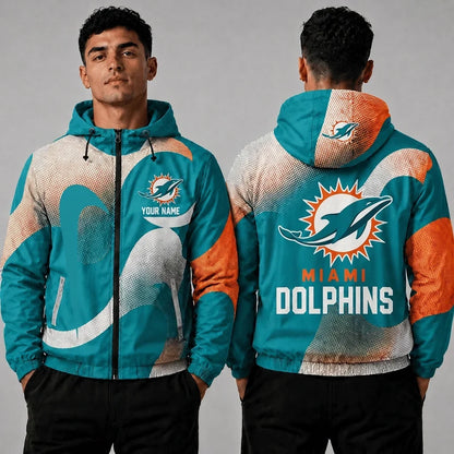 [SPECIAL OFFER] NEW CUSTOMIZED NFL19 MDP MIAMI DOLPHINS WINDBREAKER JACKET