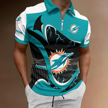 [SPECIAL OFFER] NEW CUSTOMIZED NFL19 MDP MIAMI DOLPHINS ZIP POLO SHIRT