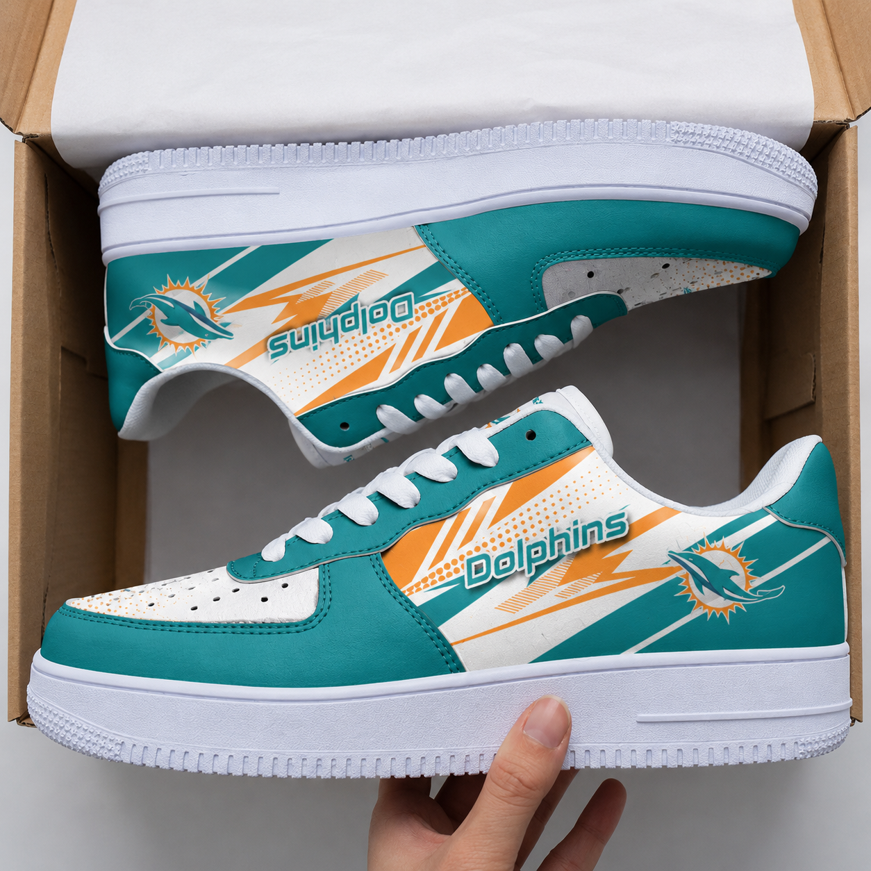 [SPECIAL OFFER] NEW CUSTOMIZED NFL19 MDP MIAMI DOLPHINS AF1 SNEAKERS