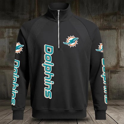 [SPECIAL OFFER] NEW CUSTOMIZED NFL19 MDP MIAMI DOLPHINS MEN'S MULTICOLOR QUARTER-ZIP PULLOVER