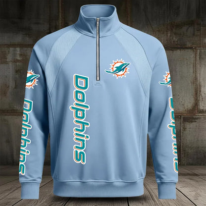 [SPECIAL OFFER] NEW CUSTOMIZED NFL19 MDP MIAMI DOLPHINS MEN'S MULTICOLOR QUARTER-ZIP PULLOVER