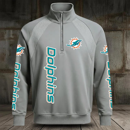 [SPECIAL OFFER] NEW CUSTOMIZED NFL19 MDP MIAMI DOLPHINS MEN'S MULTICOLOR QUARTER-ZIP PULLOVER