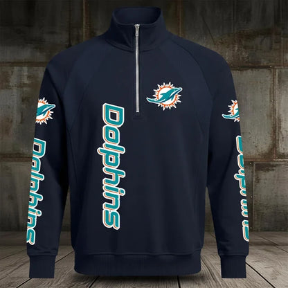 [SPECIAL OFFER] NEW CUSTOMIZED NFL19 MDP MIAMI DOLPHINS MEN'S MULTICOLOR QUARTER-ZIP PULLOVER