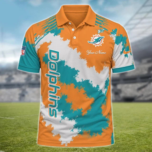 [SPECIAL OFFER] NEW CUSTOMIZED NFL19 MDP MIAMI DOLPHINS MULTICOLOR POLO SHIRT
