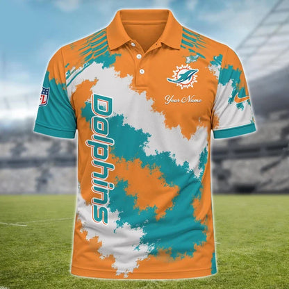 [SPECIAL OFFER] NEW CUSTOMIZED NFL19 MDP MIAMI DOLPHINS MULTICOLOR POLO SHIRT