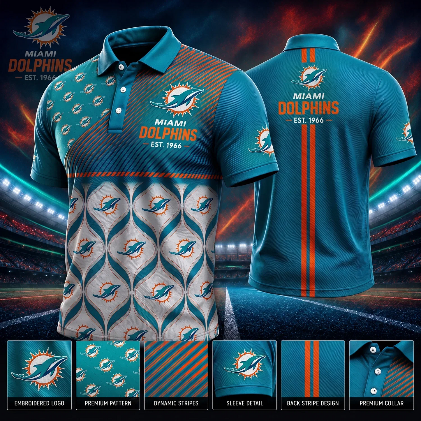 [SPECIAL OFFER] NEW CUSTOMIZED NFL19 MDP MIAMI DOLPHINS POLO SHIRT