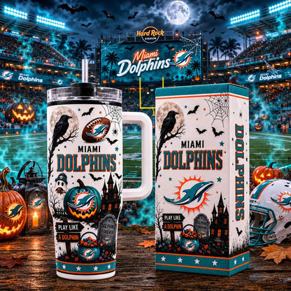 [SPECIAL OFFER] NEW CUSTOMIZED NFL19 MDP MIAMI DOLPHINS HALLOWEEN  40OZ TUMBLER